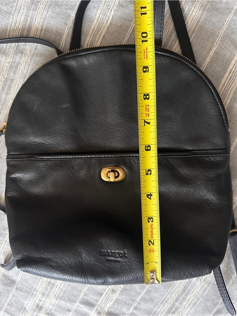 MARGOT New York Black Leather Camille Convertible Backpack